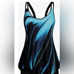 🆕 Arolina Blue Wave Print Women's Swim Tank Top - XL